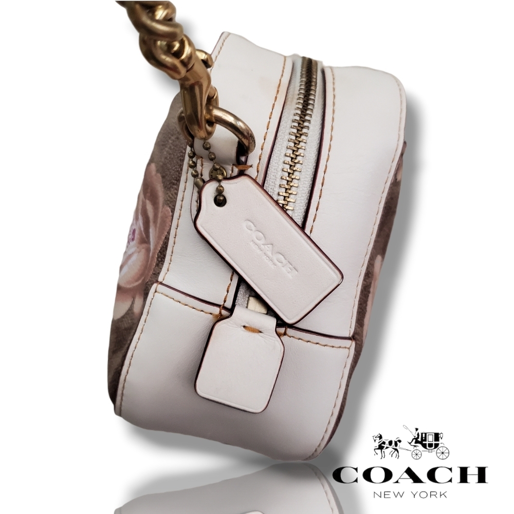 Coach 31695 Rose Print Coated Canvas Crossbody Camera Bag with Leather Tassel - Picture 5 of 17